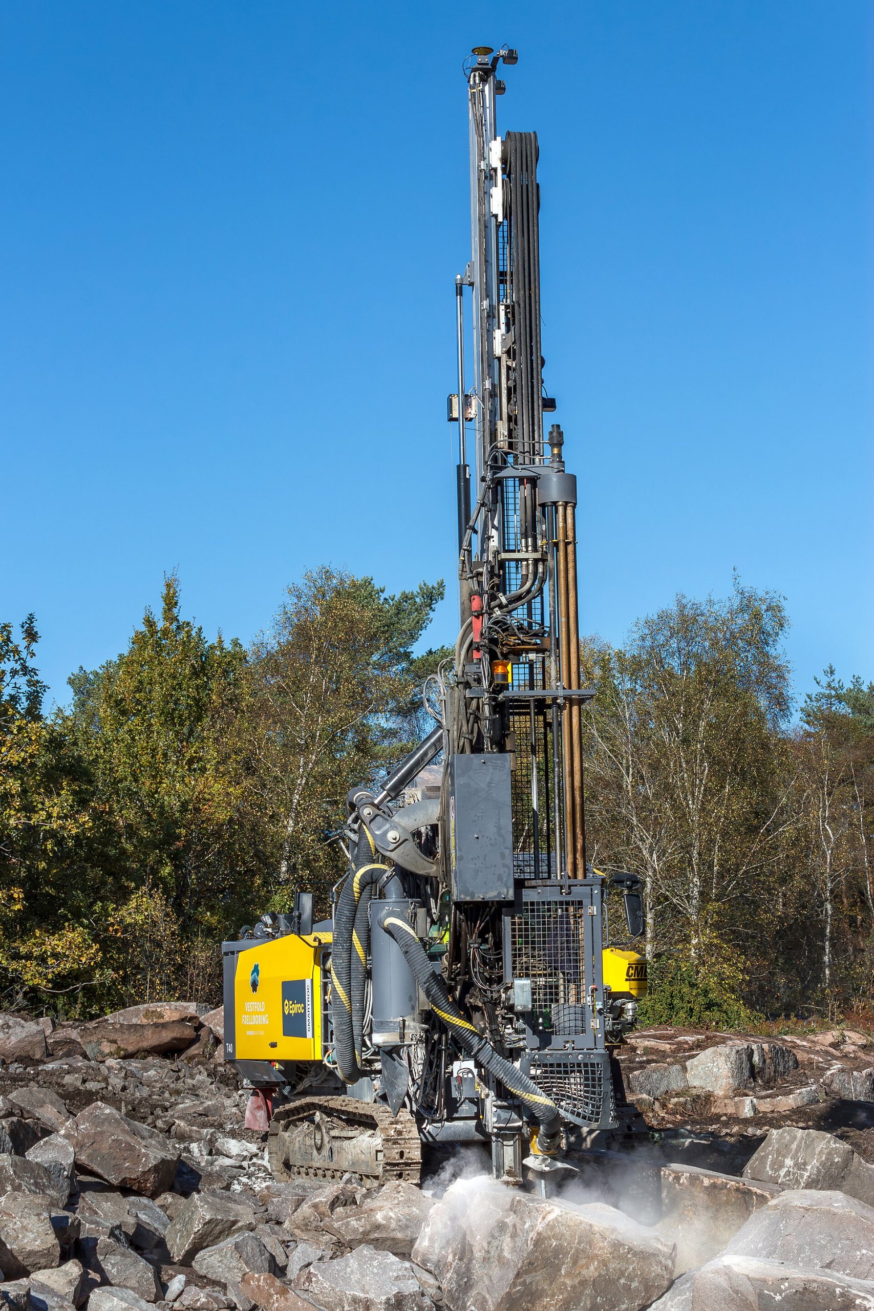 Drilling rig at a construction site in Tuntorp