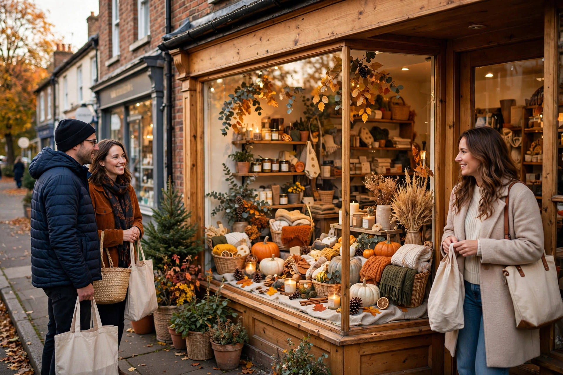 A small local shop with a seasonal window display